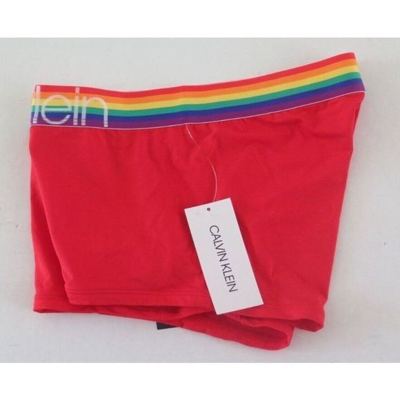 Calvin Klein NB2204 642 Men's Sz L Red "The Pride Edit" Low Rise Trunks - Picture 3 of 4